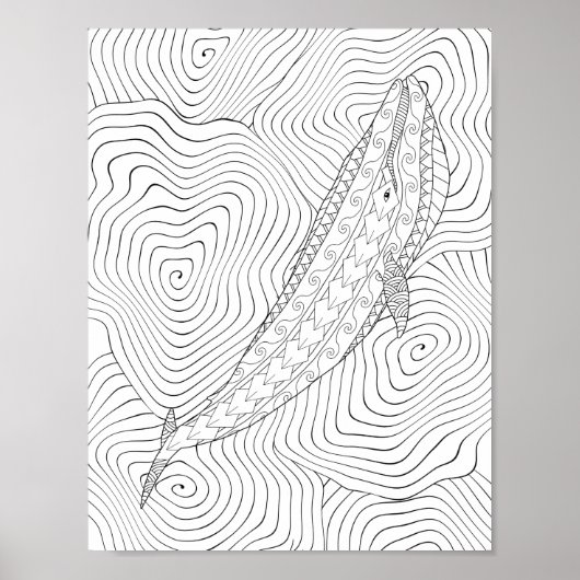 クジラ大人用ブルーポスター ポスター (正面)