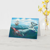 クジラ対いかカード カード (黄色い花)