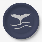 クジラ尾翼大綱海軍と灰色磁器製サービン ペーパープレート (正面)