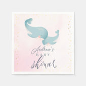 クジラ水彩桃色ガールベビーシャワー スタンダードカクテルナプキン (正面)