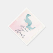 クジラ水彩桃色ガールベビーシャワー スタンダードカクテルナプキン (角)