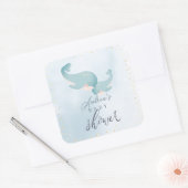 クジラ水彩青少年ベビーシャワー スクエアシール (封筒)