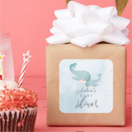 クジラ水彩青少年ベビーシャワー スクエアシール