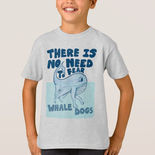 クジラ犬の面白い生き物 Tシャツ (正面)