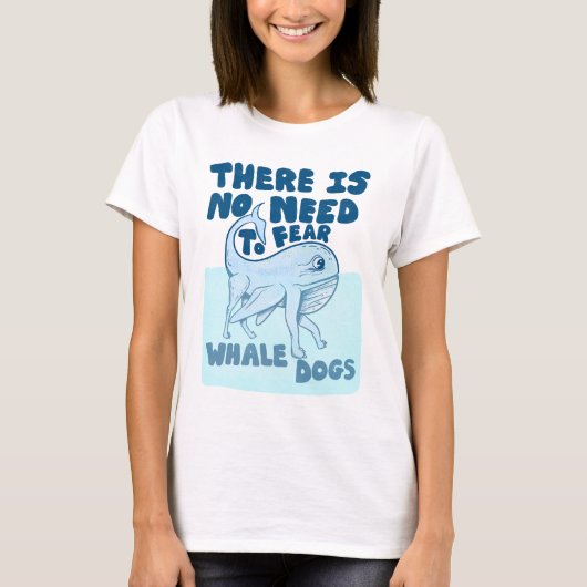 クジラ犬の面白い生き物 Tシャツ (正面)