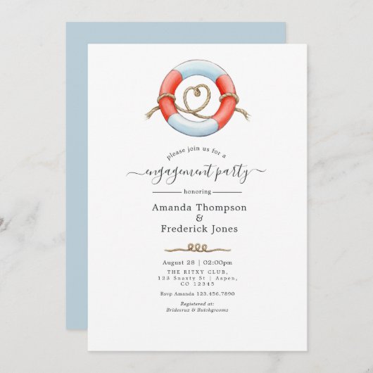 クジラ航海の婚約パーティ 招待状 (正面/裏面)