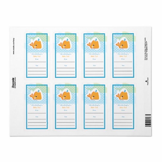 クジラ蔵書票 ラベル (フルシート)