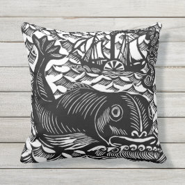 クジラ装飾用クッションfrom Raoul Dufy Woodcut アウトドアクッション