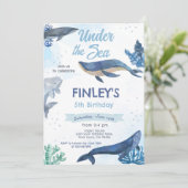 クジラ誕生日招待状 招待状 (スタンド正面)