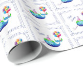 クジラ誕生日 ラッピングペーパー (ロールコーナー)