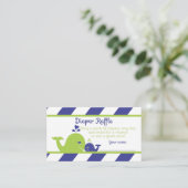 クジラ赤ちゃんシャワーおむつラッフルチケット、ネイビーグリーン エンクロージャーカード (スタンド正面)