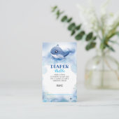 クジラ赤ちゃんシャワーおむつラッフル エンクロージャーカード (スタンド正面)