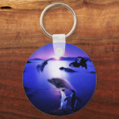 クジラ類ペンギン海日没 キーホルダー (正面)