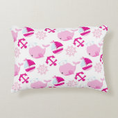 クジラ、かわいいクジラ、ピンク鯨 アクセントクッション (正面)