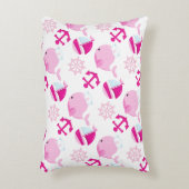 クジラ、かわいいクジラ、ピンク鯨 アクセントクッション (正面(垂直))