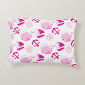 クジラ、かわいいクジラ、ピンク鯨 アクセントクッション (裏面)