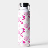 クジラ、かわいいクジラ、ピンク鯨 ウォーターボトル (背面)
