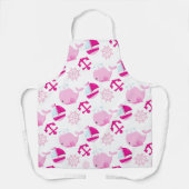 クジラ、かわいいクジラ、ピンク鯨 エプロン (正面)