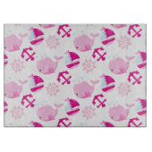 クジラ、かわいいクジラ、ピンク鯨 カッティングボード (正面)