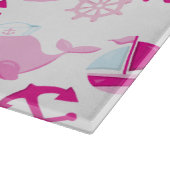 クジラ、かわいいクジラ、ピンク鯨 カッティングボード (角)