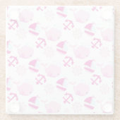 クジラ、かわいいクジラ、ピンク鯨 ガラスコースター (裏面)