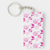 クジラ、かわいいクジラ、ピンク鯨 キーホルダー (正面)