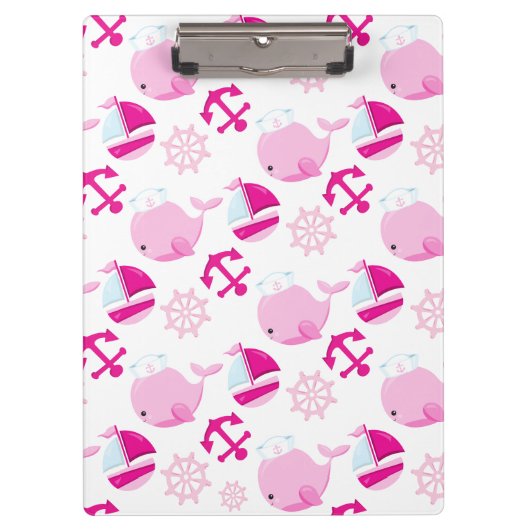 クジラ、かわいいクジラ、ピンク鯨 クリップボード (正面)