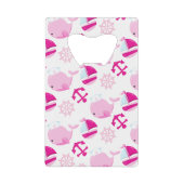 クジラ、かわいいクジラ、ピンク鯨 クレジットカード栓抜き (正面)