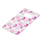 クジラ、かわいいクジラ、ピンク鯨 クレジットカード栓抜き (正面アングル)