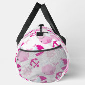 クジラ、かわいいクジラ、ピンク鯨 ダッフルバッグ (右)