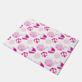 クジラ、かわいいクジラ、ピンク鯨 ドアマット (アングル)