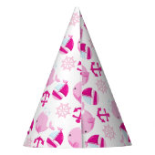 クジラ、かわいいクジラ、ピンク鯨 パーティーハット (裏面)