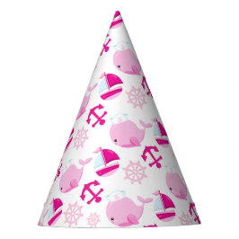 クジラ、かわいいクジラ、ピンク鯨 パーティーハット