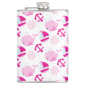 クジラ、かわいいクジラ、ピンク鯨 フラスク (正面)