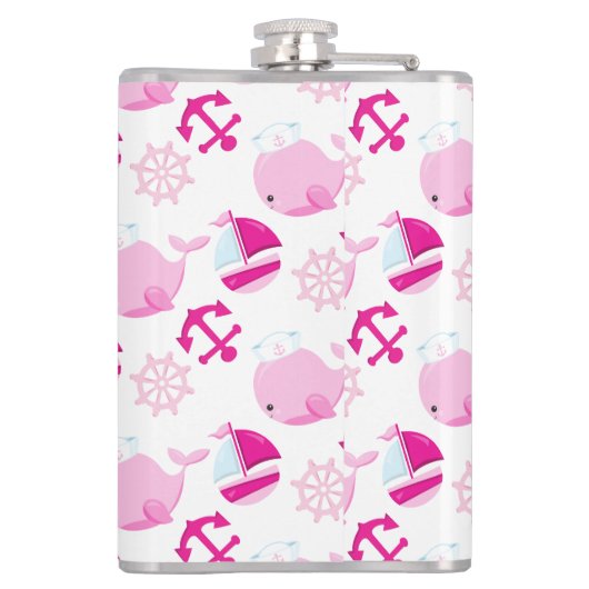 クジラ、かわいいクジラ、ピンク鯨 フラスク (裏面)