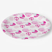 クジラ、かわいいクジラ、ピンク鯨 ペーパープレート (アングル)