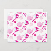 クジラ、かわいいクジラ、ピンク鯨 ポストカード (正面/裏面)