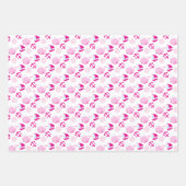 クジラ、かわいいクジラ、ピンク鯨 ラッピングペーパーシート (正面)