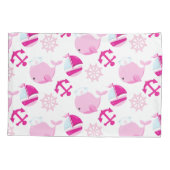 クジラ、かわいいクジラ、ピンク鯨 枕カバー (裏面)