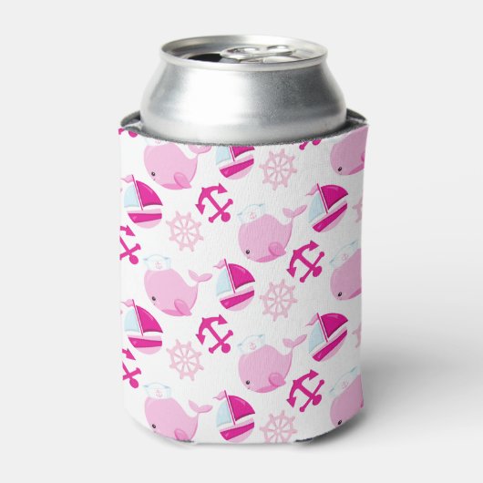 クジラ、かわいいクジラ、ピンク鯨 缶クーラー (缶正面)
