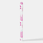 クジラ、かわいいクジラ、ピンク鯨 iPhoneケース (右側面)