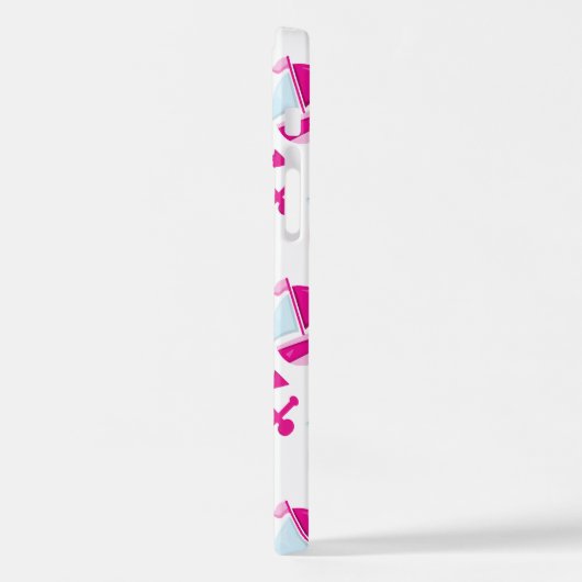 クジラ、かわいいクジラ、ピンク鯨 iPhoneケース (左側面)