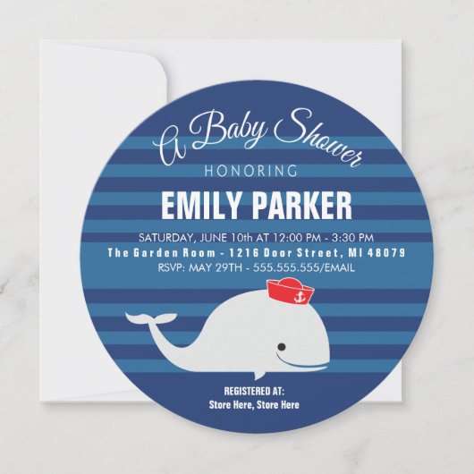 クジラ|のベビーシャワーの招待状 招待状 (正面)