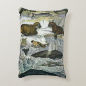 クジラ、アザラシ、セイウチ、ヴィンテージの海洋動物 アクセントクッション (裏面(縦))