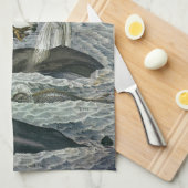 クジラ、アザラシ、セイウチ、ヴィンテージの海洋動物 キッチンタオル (四つ折り)