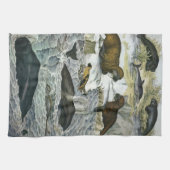 クジラ、アザラシ、セイウチ、ヴィンテージの海洋動物 キッチンタオル (横)