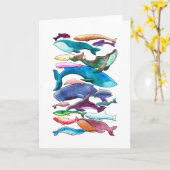 クジラ、イルカ及びネズミイルカ カード (黄色い花)