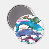 クジラ、イルカ、イルカ マグネット (正面/裏面)