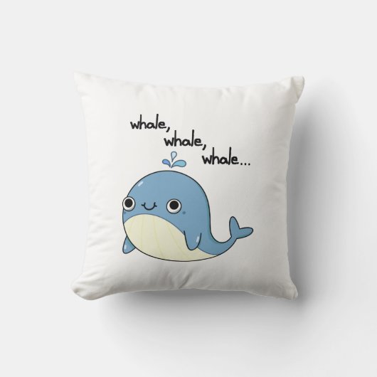 クジラ クジラ クジラ かわいい海の動物のダジャレ クッション (正面)