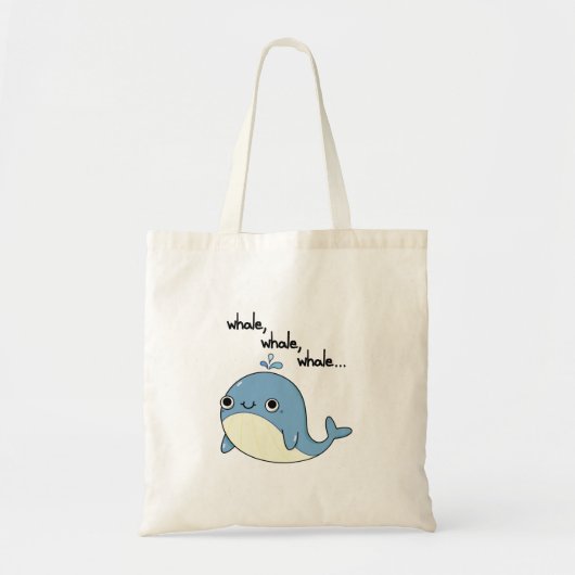 クジラ、クジラ、クジラ かわいい海の動物のダジャレ トートバッグ (正面)